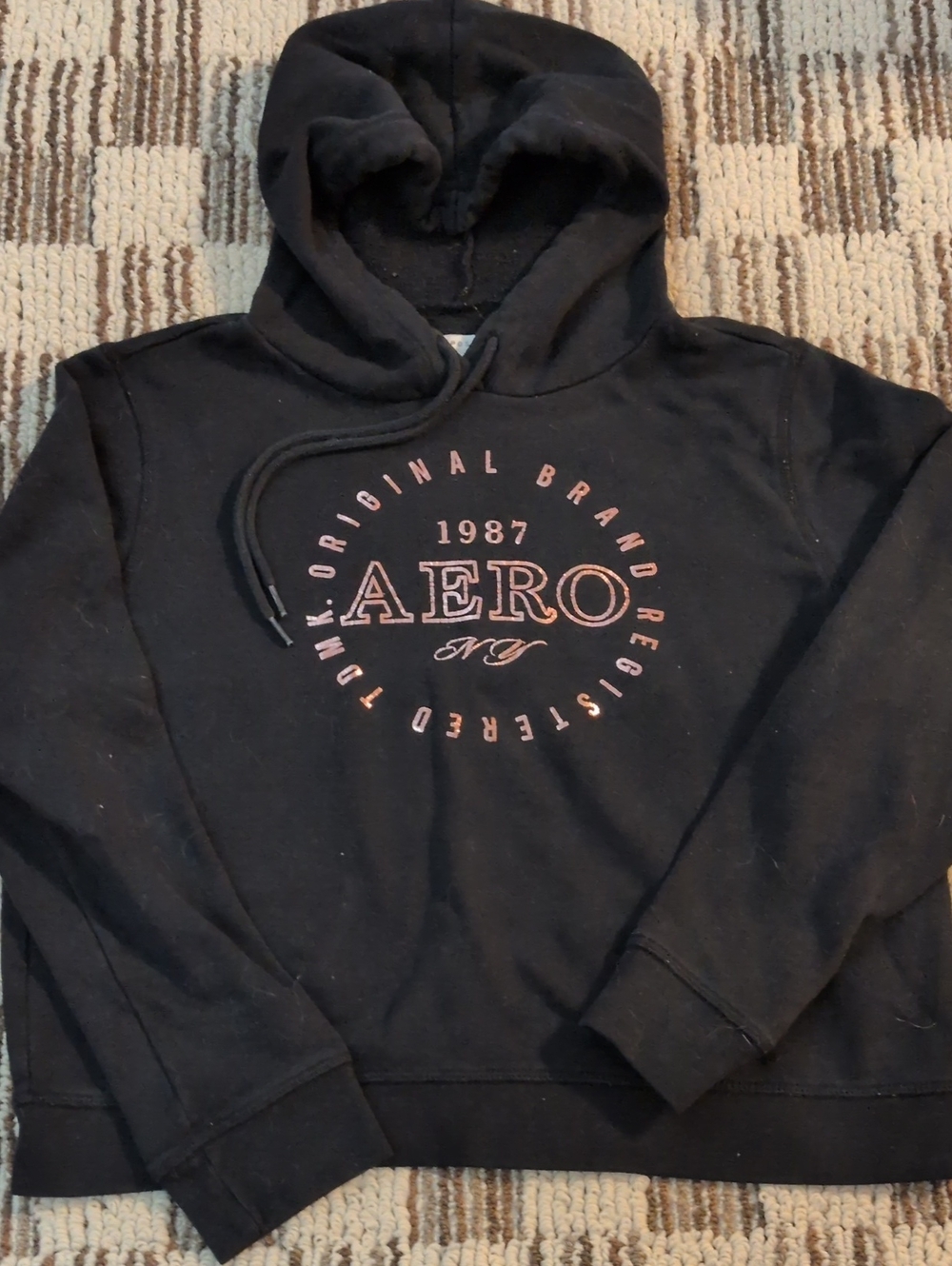 Aeropostale Black Hoodie with Pink Circular Logo